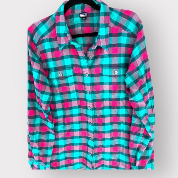 Patagonia Women’s Long Sleeve Midweight Fjord Organic Cotton Flannel - Sz 14 EUC - Picture 6 of 7